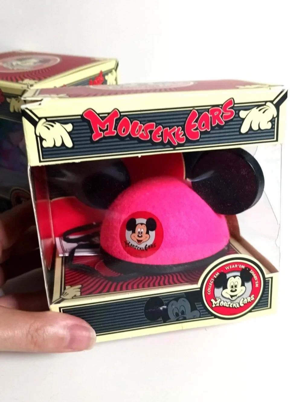 Vintage Mini Mickey Mouse Club Mouseketeer Ear Hat Boxed Lot of 2 Pink Magenta